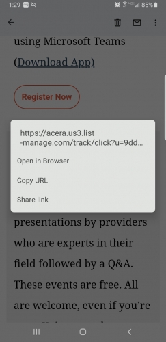Example of long-pressing a link on a smartphone